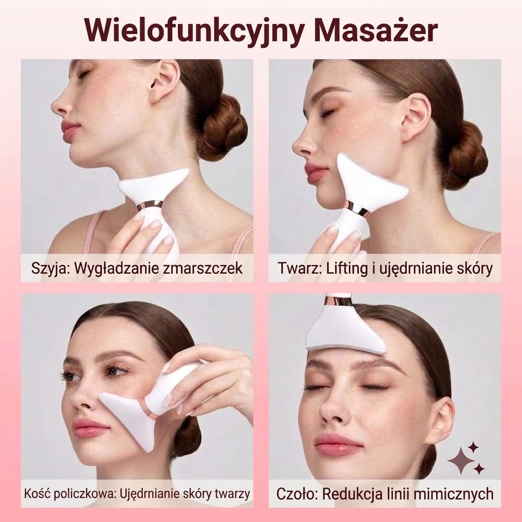 Rozgrzewający masażer do twarzy LED o działaniu przeciwstarzeniowym – wypełnia i ujędrnia skórę w 5 minut